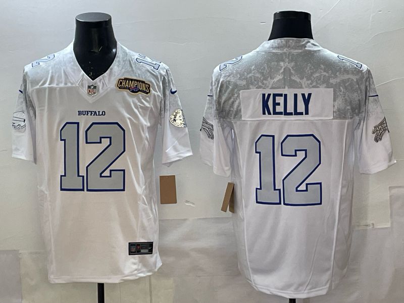 Men 2025 Buffalo Bills #12 Kelly white 5th generation Throwback Nike Limited NFL Jersey style 09->buffalo bills->NFL Jersey